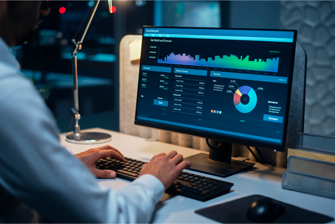 Analyst working with a cloud dashboard